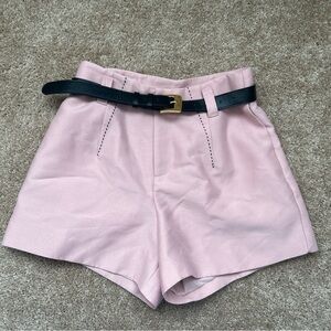 Pink Women's Shorts with Black Belt